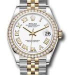 Rolex Steel and Yellow Gold Datejust 31 Watch – Diamond Bezel – White Roman Dial – Jubilee Bracelet – 278383RBR