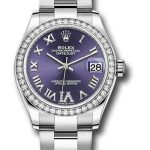 Rolex Steel and White Gold Datejust 31 Watch – Diamond Bezel – Aubergine Roman Diamond 6 Dial – Oyster Bracelet – 278384RBR aubdr6o