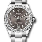 Rolex Steel and White Gold Datejust 31 Watch – Diamond Bezel – Dark Grey Roman Diamond 6 Dial – Oyster Bracelet – 278384RBR dkgdr6o