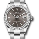 Rolex Steel and White Gold Datejust 31 Watch – Diamond Bezel – Dark Grey Index Dial – Oyster Bracelet – 278384RBR dkgio