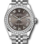 Rolex Steel and White Gold Datejust 31 Watch – Diamond Bezel – Dark Grey Roman Dial – Jubilee Bracelet – 278384RBR dkgrj