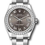 Rolex Steel and White Gold Datejust 31 Watch – Diamond Bezel – Dark Grey Roman Dial – Oyster Bracelet – 278384RBR dkgro