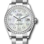 Rolex Steel and White Gold Datejust 31 Watch – Diamond Bezel – White Mother-Of-Pearl Diamond Dial – Oyster Bracelet – 278384RBR