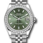 Rolex Steel and White Gold Datejust 31 Watch – Diamond Bezel – Mint Green Index Dial – Jubilee Bracelet – 278384RBR