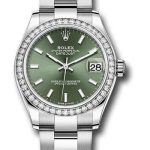 Rolex Steel and White Gold Datejust 31 Watch – Diamond Bezel – Mint Green Index Dial – Oyster Bracelet – 278384RBR