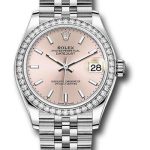 Rolex Steel and White Gold Datejust 31 Watch – Diamond Bezel – Pink Index Dial – Jubilee Bracelet – 278384RBR