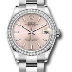 Rolex Steel and White Gold Datejust 31 Watch – Diamond Bezel – Pink Index Dial – Oyster Bracelet – 278384RBR