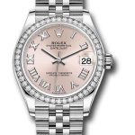 Rolex Steel and White Gold Datejust 31 Watch – Diamond Bezel – Pink Roman Dial – Jubilee Bracelet – 278384RBR