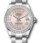 Rolex Steel and White Gold Datejust 31 Watch – Diamond Bezel – Pink Roman Dial – Oyster Bracelet – 278384RBR