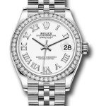 Rolex Steel and White Gold Datejust 31 Watch – Diamond Bezel – White Roman Dial – Jubilee Bracelet – 278384RBR