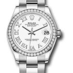 Rolex Steel and White Gold Datejust 31 Watch – Diamond Bezel – White Roman Dial – Oyster Bracelet – 278384RBR