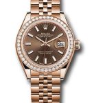 Rolex Everose Gold Lady-Datejust 28 Watch – 44 Diamond Bezel – Chocolate Index Dial – Jubilee Bracelet – 279135RBR choij