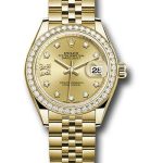 Rolex Yellow Gold Lady-Datejust 28 Watch – 44 Diamond Bezel – Champagne Diamond Star Dial – Jubilee Bracelet – 279138RBR ch9dix8dj