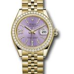 Rolex Yellow Gold Lady-Datejust 28 Watch – 44 Diamond Bezel – Lilac Stripe Diamond Index Dial – Jubilee Bracelet – 279138RBR lils36dix8dj