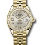 Rolex Yellow Gold Lady-Datejust 28 Watch – 44 Diamond Bezel – Silver Diamond Star Dial – Jubilee Bracelet – 279138RBR s9dix8dj
