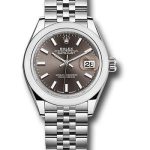 Rolex Steel Lady-Datejust 28 Watch – Domed Bezel – Dark Grey Index Dial – Jubilee Bracelet – 279160