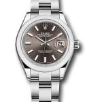 Rolex Steel Lady-Datejust 28 Watch – Domed Bezel – Dark Grey Index Dial – Oyster Bracelet – 279160