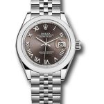 Rolex Steel Lady-Datejust 28 Watch – Domed Bezel – Dark Grey Roman Dial – Jubilee Bracelet – 279160
