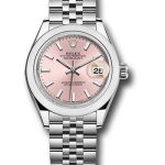 Rolex Steel Lady-Datejust 28 Watch – Domed Bezel – Pink Index Dial – Jubilee Bracelet – 279160