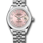 Rolex Steel Lady-Datejust 28 Watch – Domed Bezel – Pink Roman Dial – Jubilee Bracelet – 279160