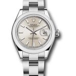 Rolex Steel Lady-Datejust 28 Watch – Domed Bezel – Silver Index Dial – Oyster Bracelet – 279160