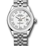 Rolex Steel Lady-Datejust 28 Watch – Domed Bezel – White Roman Dial – Jubilee Bracelet – 279160