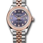 Rolex Steel and Everose Gold Rolesor Lady-Datejust 28 Watch – Domed Bezel – Aubergine Diamond Dial – Jubilee Bracelet – 279161