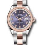Rolex Steel and Everose Gold Rolesor Lady-Datejust 28 Watch – Domed Bezel – Aubergine Diamond Dial – Oyster Bracelet – 279161
