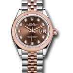Rolex Steel and Everose Gold Rolesor Lady-Datejust 28 Watch – Domed Bezel – Chocolate Diamond Dial – Jubilee Bracelet – 279161 chodj