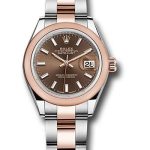 Rolex Steel and Everose Gold Rolesor Lady-Datejust 28 Watch – Domed Bezel – Chocolate Index Dial – Oyster Bracelet – 279161 choio