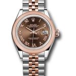 Rolex Steel and Everose Gold Rolesor Lady-Datejust 28 Watch – Domed Bezel – Chocolate Roman Dial – Jubilee Bracelet – 279161 chorj