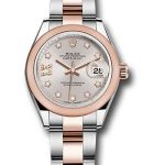 Rolex Steel and Everose Gold Rolesor Lady-Datejust 28 Watch – Domed Bezel – Sundust Diamond Star Dial – Oyster Bracelet – 279161 su9dix8do