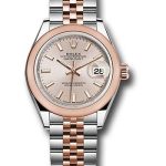 Rolex Steel and Everose Gold Rolesor Lady-Datejust 28 Watch – Domed Bezel – Sundust Index Dial – Jubilee Bracelet – 279161