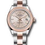 Rolex Steel and Everose Gold Rolesor Lady-Datejust 28 Watch – Domed Bezel – Sundust Index Dial – Oyster Bracelet – 279161