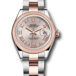 Rolex Steel and Everose Gold Rolesor Lady-Datejust 28 Watch – Domed Bezel – Sundust Roman Dial – Oyster Bracelet – 279161