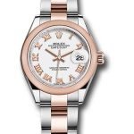 Rolex Steel and Everose Gold Rolesor Lady-Datejust 28 Watch – Domed Bezel – White Roman Dial – Oyster Bracelet – 279161