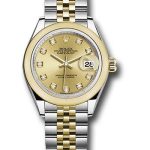 Rolex Steel and Yellow Gold Rolesor Lady-Datejust 28 Watch – Domed Bezel – Champagne Diamond Dial – Jubilee Bracelet – 279163