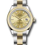 Rolex Steel and Yellow Gold Rolesor Lady-Datejust 28 Watch – Domed Bezel – Champagne Index Dial – Oyster Bracelet – 279163