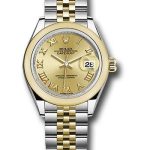 Rolex Steel and Yellow Gold Rolesor Lady-Datejust 28 Watch – Domed Bezel – Champagne Roman Dial – Jubilee Bracelet – 279163