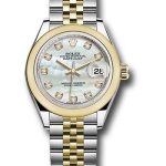 Rolex Steel and Yellow Gold Rolesor Lady-Datejust 28 Watch – Domed Bezel – White Mother-Of-Pearl Diamond Dial – Jubilee Bracelet – 279163