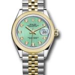 Rolex Steel and Yellow Gold Rolesor Lady-Datejust 28 Watch – Domed Bezel – Mint Green Diamond Dial – Jubilee Bracelet – 279163