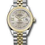 Rolex Steel and Yellow Gold Rolesor Lady-Datejust 28 Watch – Domed Bezel – Silver Diamond Star Dial – Jubilee Bracelet – 279163 s9dix8dj