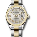Rolex Steel and Yellow Gold Rolesor Lady-Datejust 28 Watch – Domed Bezel – Silver Roman Dial – Oyster Bracelet – 279163