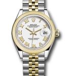 Rolex Steel and Yellow Gold Rolesor Lady-Datejust 28 Watch – Domed Bezel – White Roman Dial – Jubilee Bracelet – 279163