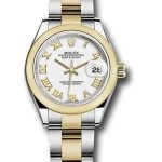 Rolex Steel and Yellow Gold Rolesor Lady-Datejust 28 Watch – Domed Bezel – White Roman Dial – Oyster Bracelet – 279163