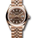 Rolex Everose Gold Lady-Datejust 28 Watch – Domed Bezel – Chocolate Index Dial – Jubilee Bracelet – 279165 choij
