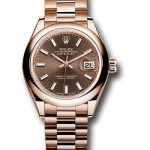Rolex Everose Gold Lady-Datejust 28 Watch – Domed Bezel – Chocolate Index Dial – President Bracelet – 279165 choip