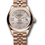 Rolex Everose Gold Lady-Datejust 28 Watch – Domed Bezel – Silver Sundust Diamond Star Dial – Jubilee Bracelet – 279165 s9dix8dj