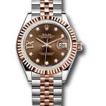 Rolex Steel and Everose Gold Rolesor Lady-Datejust 28 Watch – Fluted Bezel – Chocolate Diamond Star Dial – Jubilee Bracelet – 279171 cho9dix8dj