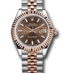 Rolex Steel and Everose Gold Rolesor Lady-Datejust 28 Watch – Fluted Bezel – Chocolate Index Dial – Jubilee Bracelet – 279171 choij